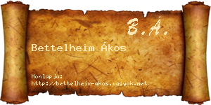 Bettelheim Ákos névjegykártya
